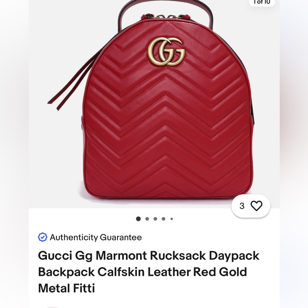 Gucci GG Marmont Red Leather Backpack